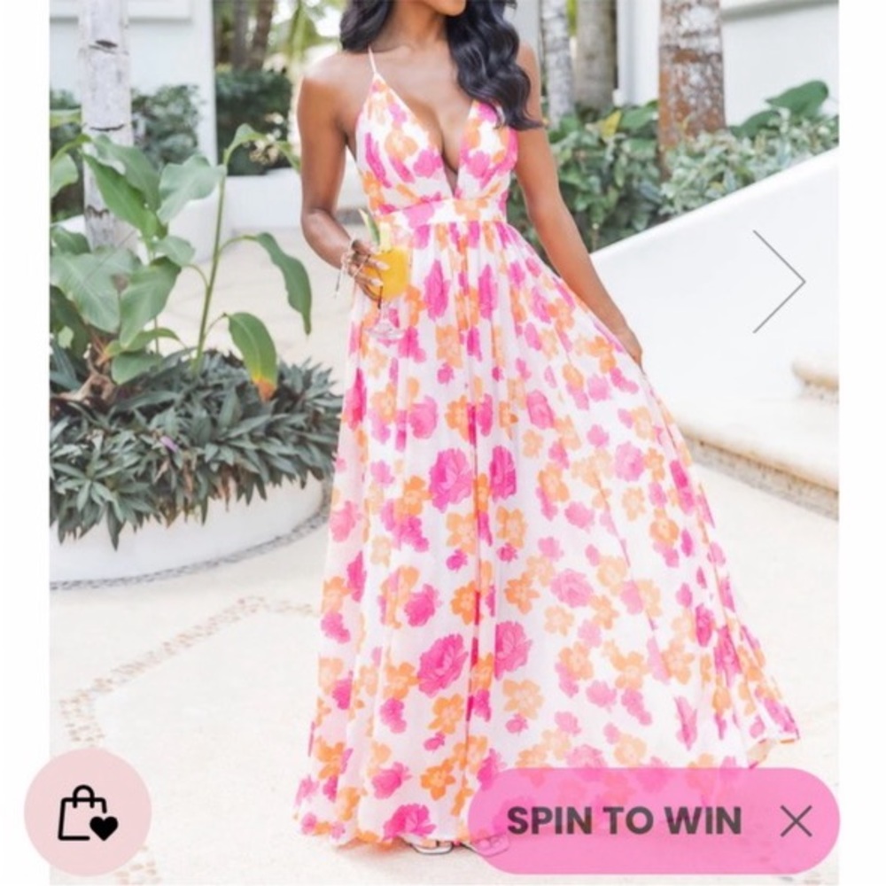 Pink Lily - pink and orange maxi- never worn- size large